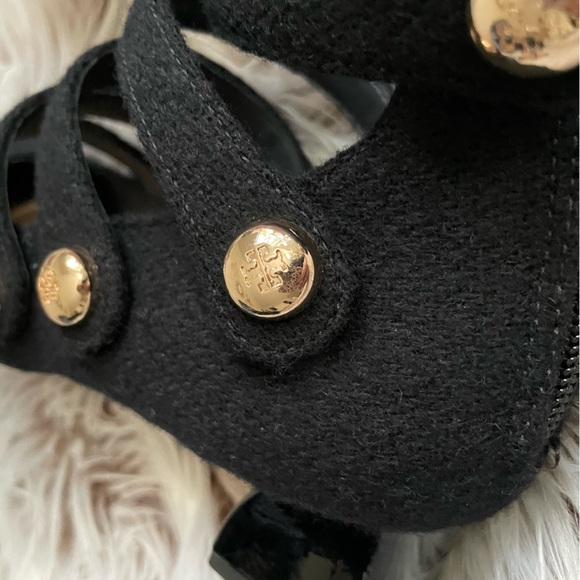 Tory Burch Marisa Low Heel Navy Wool Pumps - Picture 6 of 8